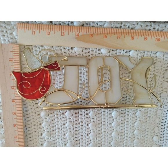 Joy Holiday Vintage Stained Glass Joy Angel Votive Candles Holder